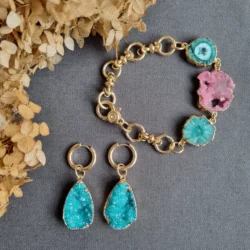 Комплект "Изумрудный и розовый кварц"