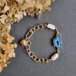 Браслет "Брызги волн с агатом"